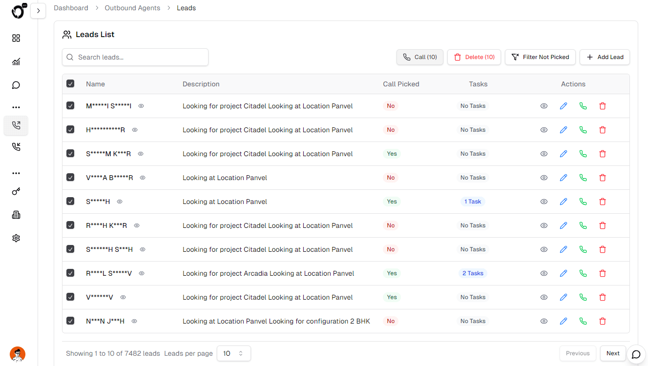 Lead management inside an OutCallerAI outbound use case